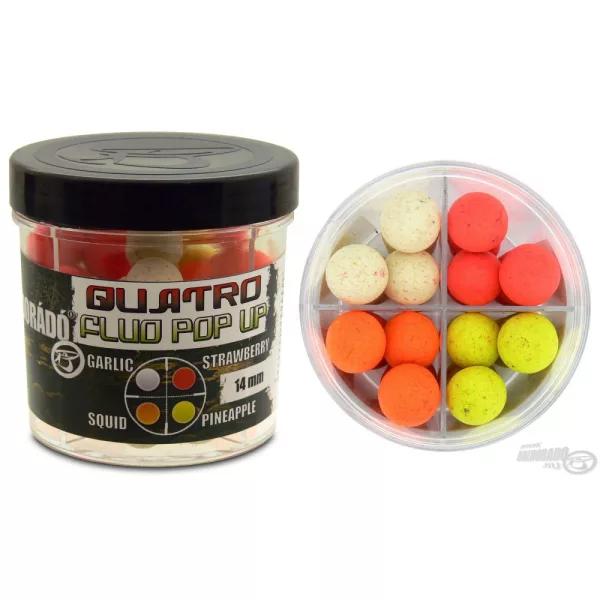 Haldorádó Quatro Fluo Pop Up Boilies 14 mm / 4 smaken in één doos