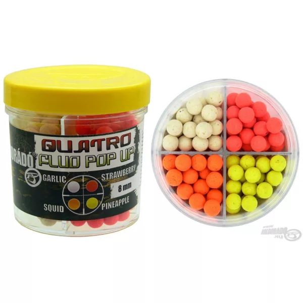 Haldorádó Quatro Fluo Pop Up Boilies 8 mm / 4 smaken in één doos