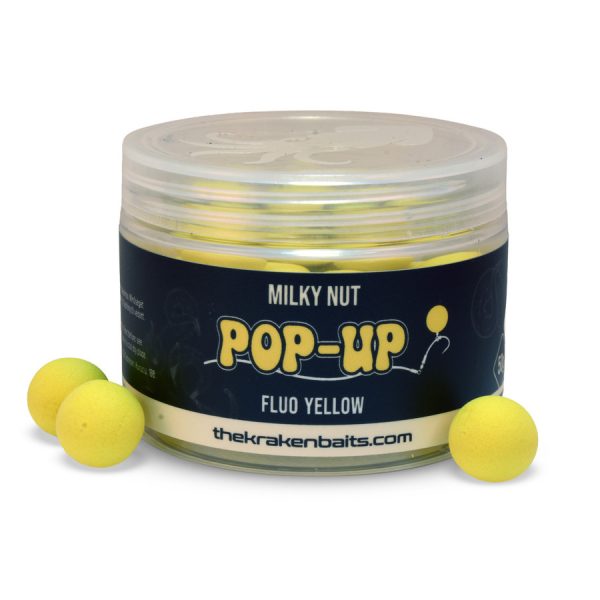 The Kraken Baits Milky Nut Fluo Yellow 15mm Kókusz-Tej Pop Up 50gr