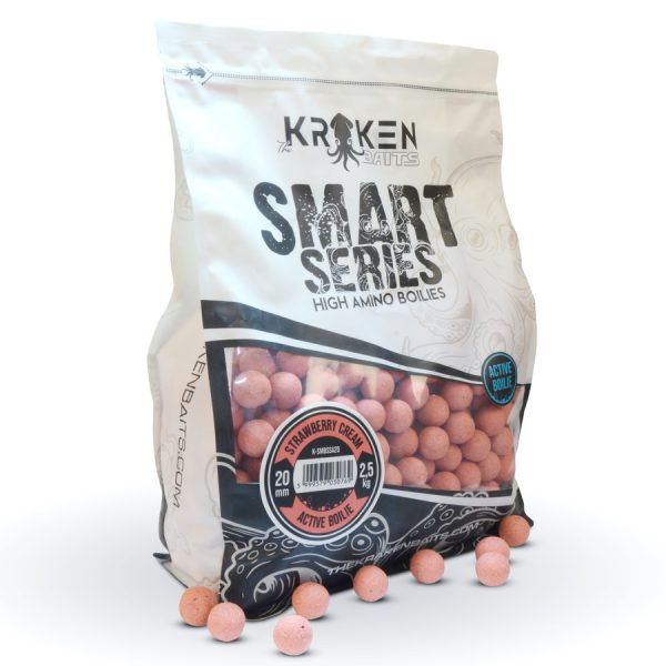 The Kraken Baits Smart Series Strawberry Cream Active 24mm Bojli 2,5kg