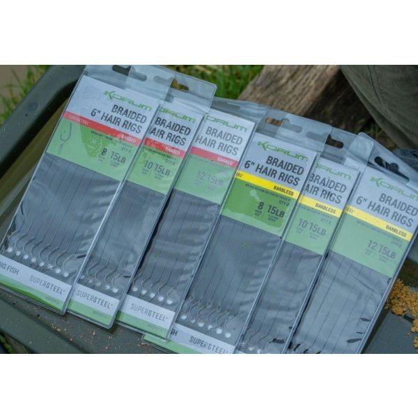 Korum Big Fish Braided Hair Rigs 6 Size 10 Barbed Gevlochten voorgeknoopte haak