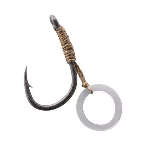 Korum Banded Hook Hairs 12 Gehaakte, Oogboilie Haak met Pelletring 5 stuks