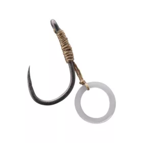   Korum Banded Hook Hairs 14 Barbless, Eyed Boilie Haak met Pelletring 5st
