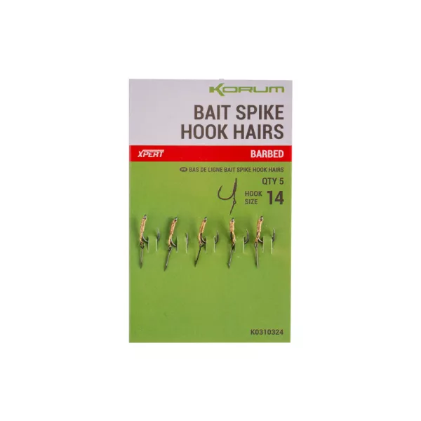 Korum Bait Spike Hook Hairs Barbed 14 Met Oog Aasprikkelhaak 5st