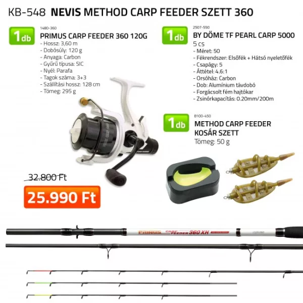 Nevis Primus Carp Feeder 360 120gr Hengel Met By Döme TF Pearl Carp 5000 Molen Met Method Carp Feeder Korfset Visset