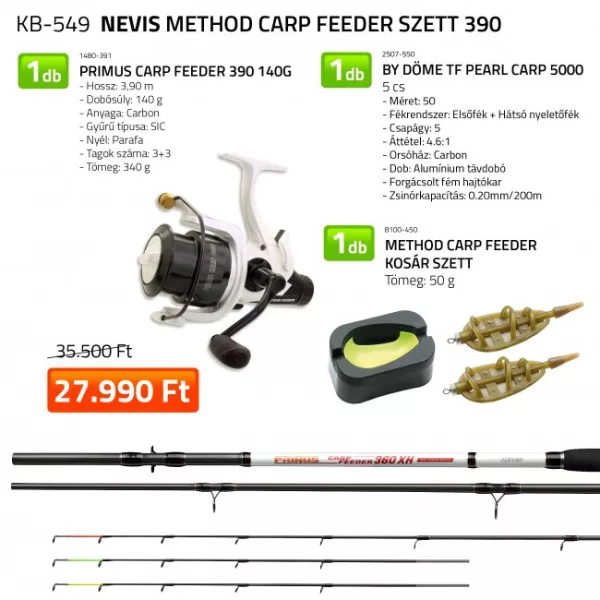 Nevis Primus Carp Feeder 390 140gr Hengel Met By Döme TF Pearl Carp 5000 Molen Met Method Carp Feeder Korfset