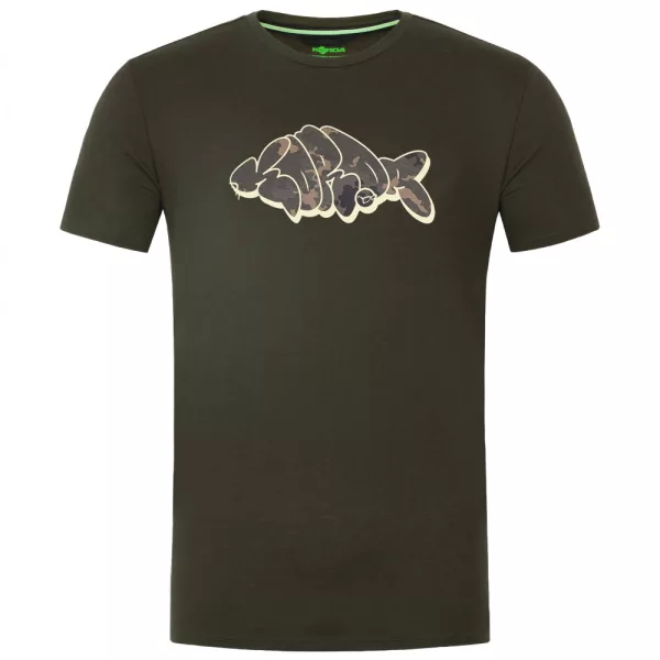 Korda Bedrukt Donker Olijf T-shirt S