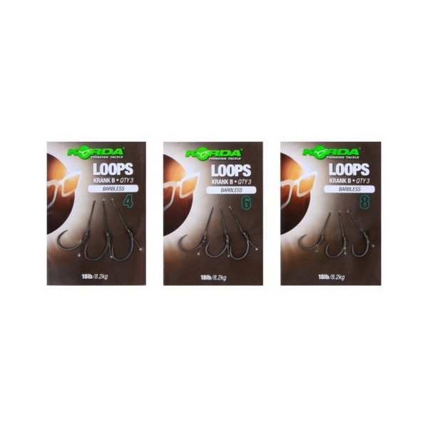 Korda Loop Rigs Size 8 Krank Barbless 18lb - voorgeknoopte karperonderlijn