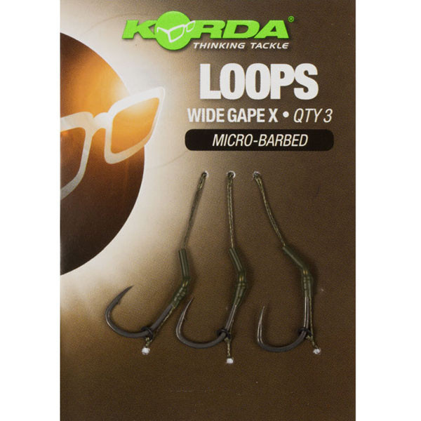 Korda Loop Rigs Size 6 DF Wide Gape X 18lb - voorgeknoopte karperonderlijn