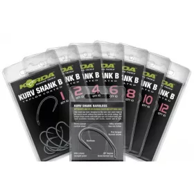 Korda Kurv Shank B1 Oogloze, Barbless Haak 10st