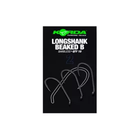 Korda Longshank Beaked 2-oogs, Barbloze Karperhaak 10 stuks