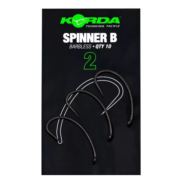 Korda Spinner B Hook 2 Oog, Barbloze Boiliehaak 10 stuks