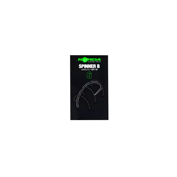 Korda Spinner B Hook 6 Oog, Barbloze Boilie Haak 10 stuks