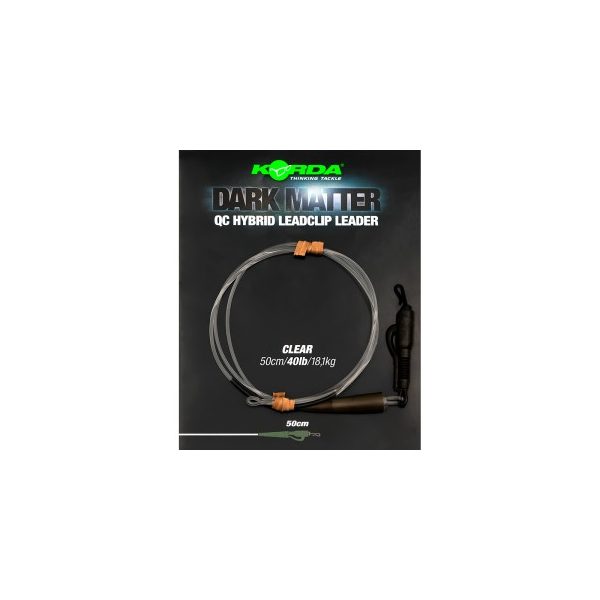 Korda - Dark Matter Leader 50 cm QC Hybrid Clip Clear snelkoppeling transparante onderlijn