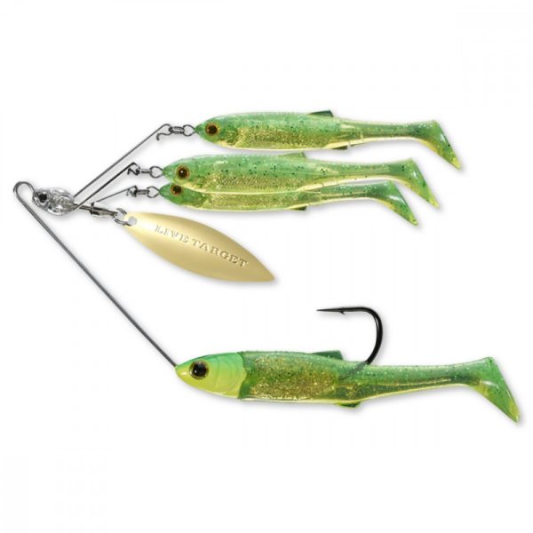Livetarget Minnow Spinner Rig Lime Chartreuse/Goud Klein 11gr Spinnerbait