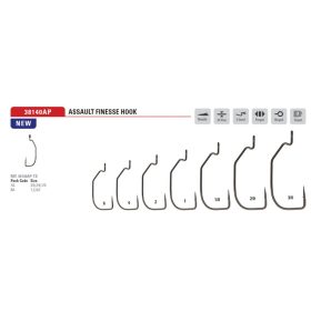   Mustad Assault Finesse Titanx 1 Haak met Oog en Weerhaak Offset 8 stuks