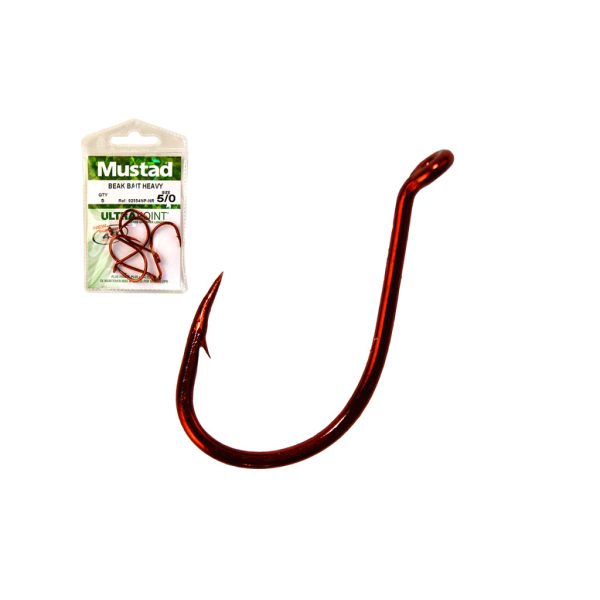 Mustad Beak Big Red 2 Haak met oogje, met weerhaak 12 stuks