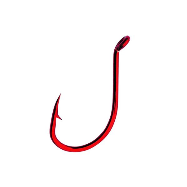 Mustad Beak Big Red 2X 1/0 Haak met oogje, met weerhaak 8 stuks