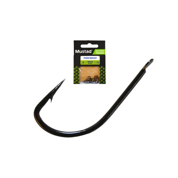 Mustad Match Feeder Power Maggot 12 Lapkás, Szakállas Keszegező Horog 15db