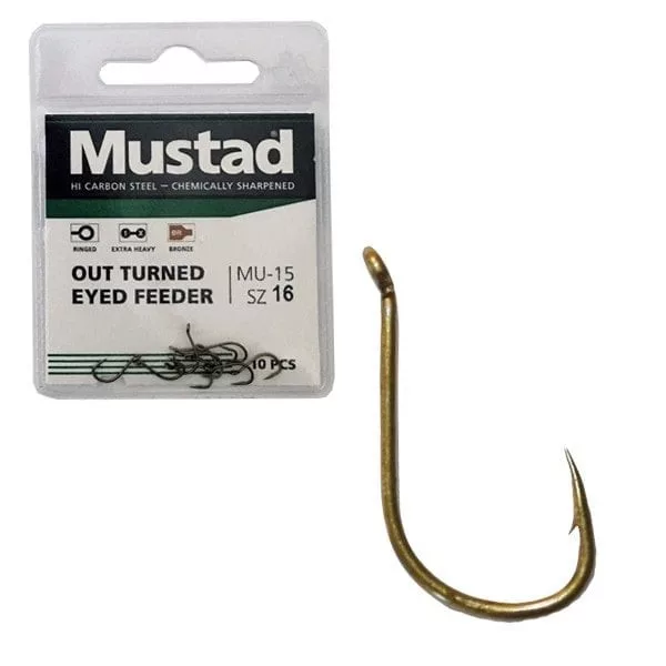 Mustad Ultra Np Out Turned Eyed Feeder 12 10 stuks Karperhaak met oog en weerhaak
