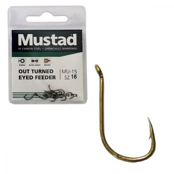 Mustad Ultra Np Out Turned Eyed Feeder 14 10 stuks Karperhaak met oog en weerhaak