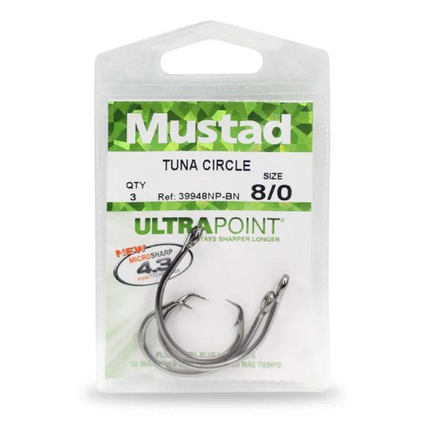 Mustad Demon Wide Gap Circle Hook 8/0 Oog, Weerhaakhaak 3st