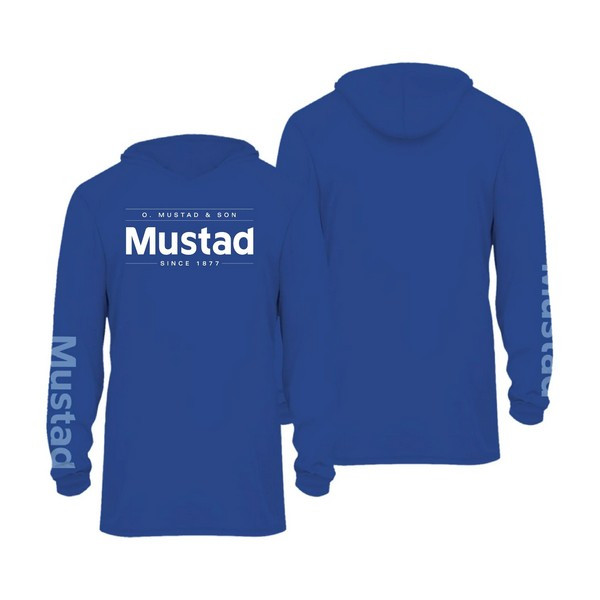 Mustad Blauw Merk Longsleeve UV Met Capuchon XL Lange Mouw T-shirt