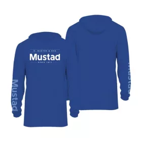   Mustad Blauw Merk Longsleeve UV With Hood 2XL Hooded Longsleeve T-shirt
