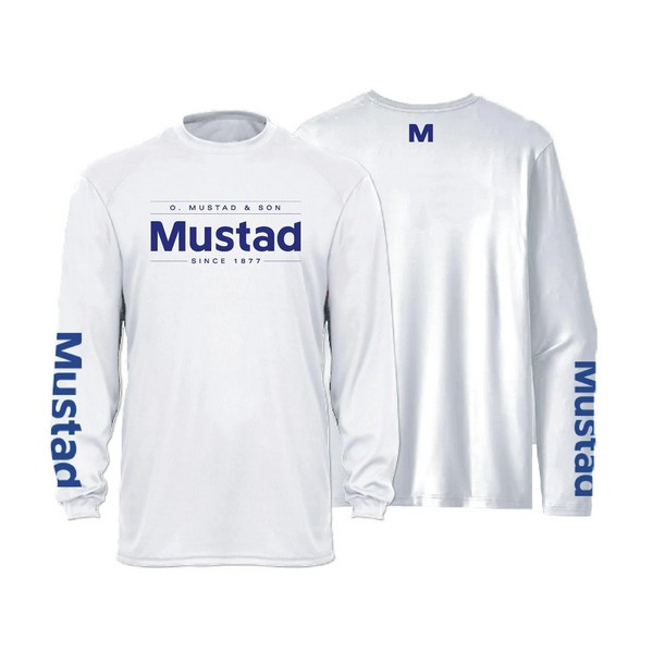 Mustad Lichtgrijs Merk Longsleeve UV 2XL T-shirt met Lange Mouwen