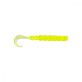   Mustad Aji Curly Tail 6,35cm Clear Chartreuse Plastic Aas 12st