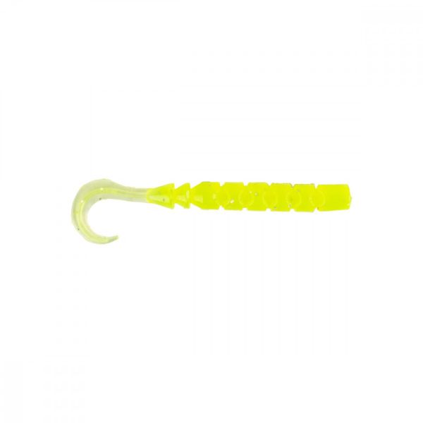 Mustad Aji Curly Tail 6,35cm Clear Chartreuse Plastic Aas 12st