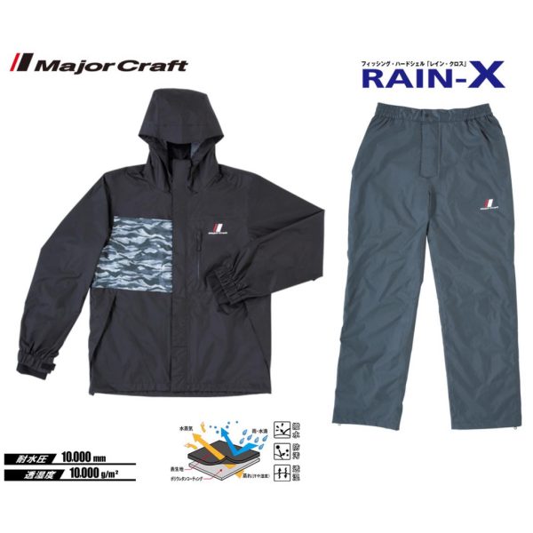 Major Craft Rain-X Zwart Tweedelig Regenpak M