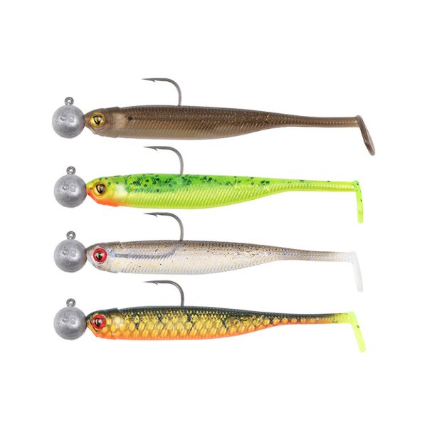 Fox Rage Mini Tiddler Mixed Colour Pack Loaded 7cm Kunststof Aas 4st met 5gr Jigkop en 1/0 Haak