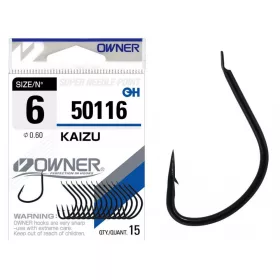   Owner Kaizu 50116 1 Karperhaak met weerhaak en plaatje 12 stuks