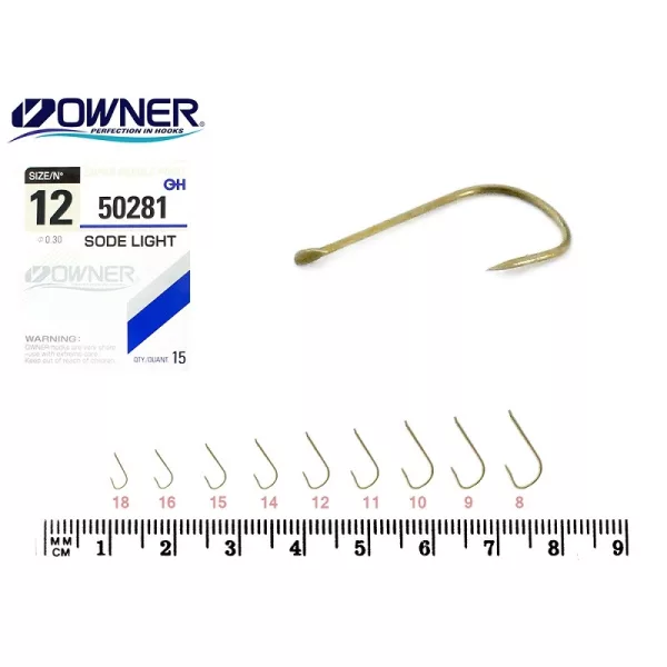 Owner Sode Light 50281 16 Haak met platte schacht, met weerhaak voor brasem 14 stuks
