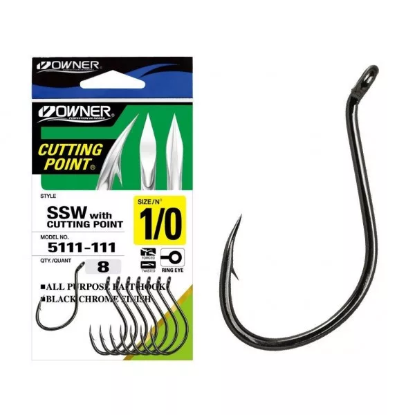 Owner Cut SSW 5111 2/0 Karperhaak met oog en weerhaak 8 stuks
