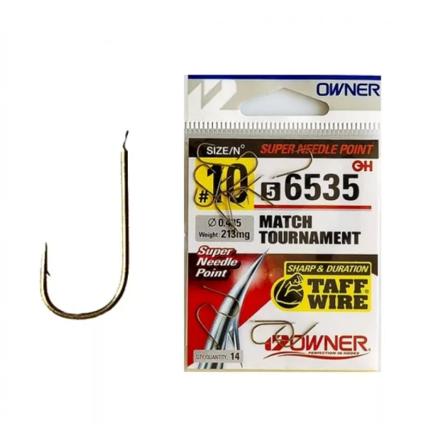 Owner Match Tournament 56535 20 Haak met platte schacht, met weerhaak voor brasem 16 stuks