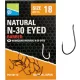 Preston Natural N-30 18 Füles, Szakállas Horog 15db