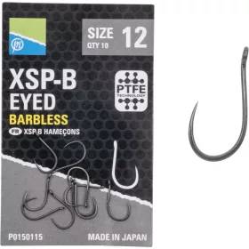 Preston XSP-B Eyed 12 Füles, Szakáll Nélküli Horog 10db
