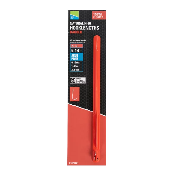 Preston Natural N10 Mag Store Rig Monofil Voorgeknoopte Haak Maat 18