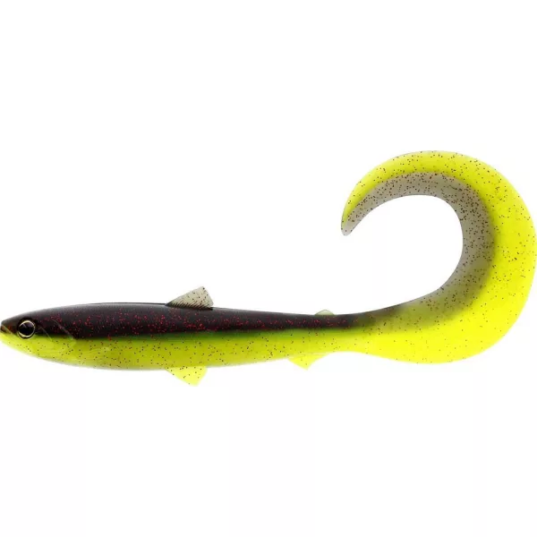 WESTIN BullTeez Curltail 8cm 3g Black/Chartreuse Doos met 60 stuks Kunststof kunstaas