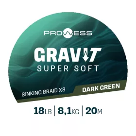   Prowess Gravi-T Super Soft X8 Donkergroen Zinkende Gevlochten Onderlijn 18lb 20m