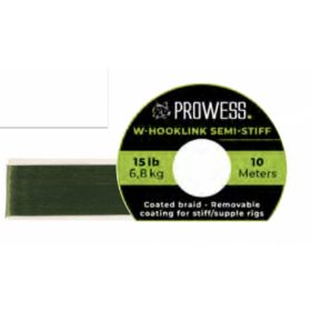   Prowess W-HOOKLINK SEMI-STIFF BRAID 15LB GREEN gevlochten onderlijn voor boilie vissen, gecoate gevlochten lijn