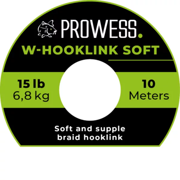 Prowess W-Hooklink Soft Braid 10m 35lb Groen Gevlochten Onderlijn