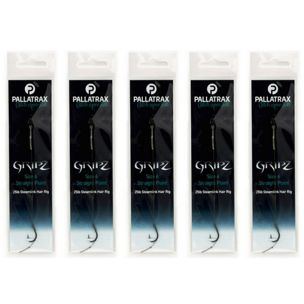 Pallatrax Gripz Straight Point Hair Rigs 6 25lb Steamlink Monofil Voorgeknoopte Haak