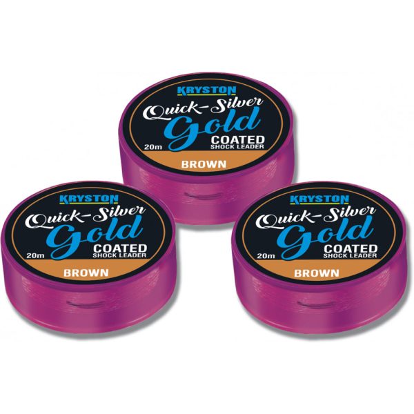 Kriston Quicksilver Gold Shock Leader 25lbs 20m Gevlochten onderlijn-Bruin