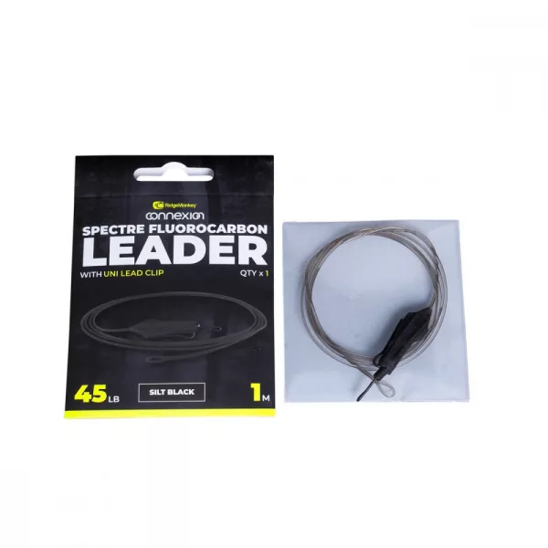 Ridgemonkey Spectre Fluorocarbon Uni Lead Clip Leader - Silt Zwart Boilie Rig