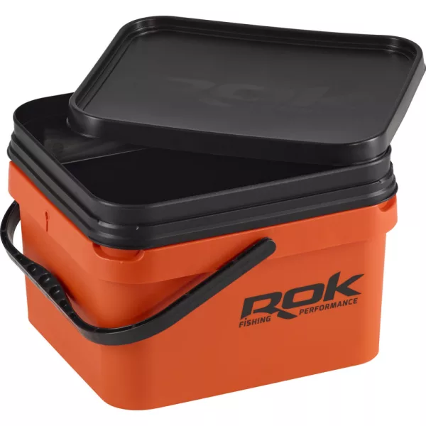 ROK 10 Liter Vierkante Aasemmer Set met Inzet en Deksel Oranje