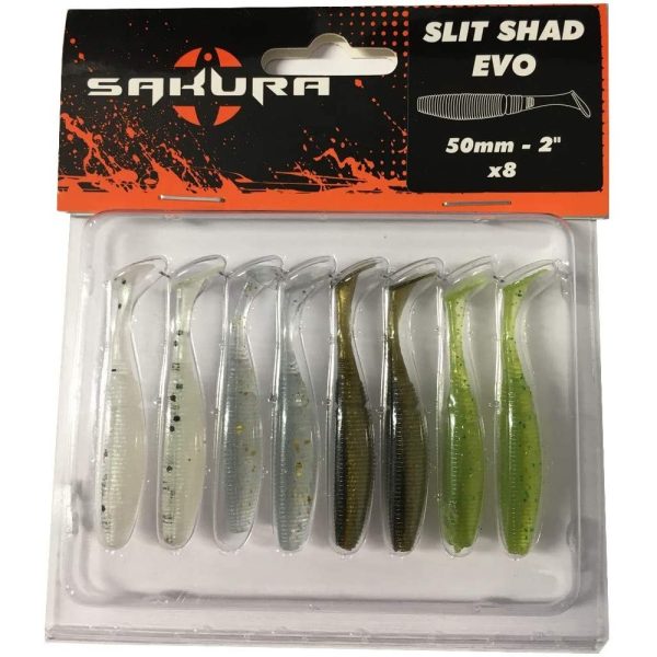 Sakura SLIT SHAD EVO 50 Softbait Color Mix 50mm - 8 stuks