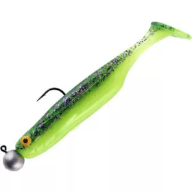   Sakura Shadura Rigged 100 Softbait UV Purple Charteuse 100mm - 7gr   - Ready Rig - Voorgemonteerd